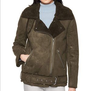 J.O.A. Faux Fur Shearling Moto Biker Jacket